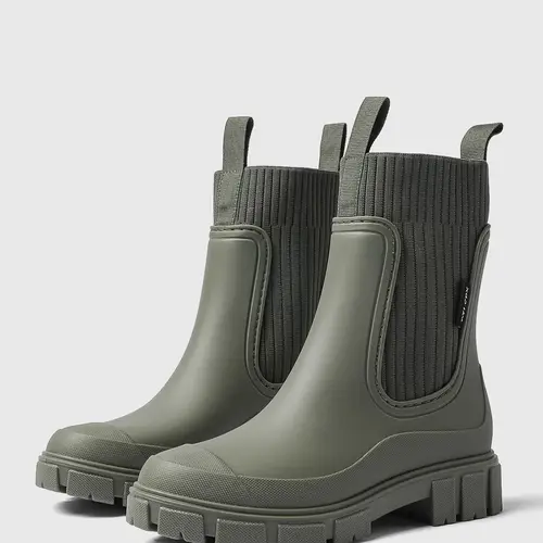 Women's Fashionable Solid Color Rain Boots, Casual Waterproof Non-slip Sock Boots for Daily Wear, Female Versatile Trendy Shoes for Outdoor Walking, Casual Ankle Boots, Round Toe Boots