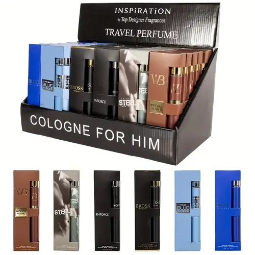 Ciana Men’s 6-Pack Mini Bottle Liquid Fragrance Gift Set, 1.18 FL OZ Each - Premium Long-Lasting Mens Gifts, Portable Everyday Scent Collection for Him, Liquid Men's Fragrance, Cologne