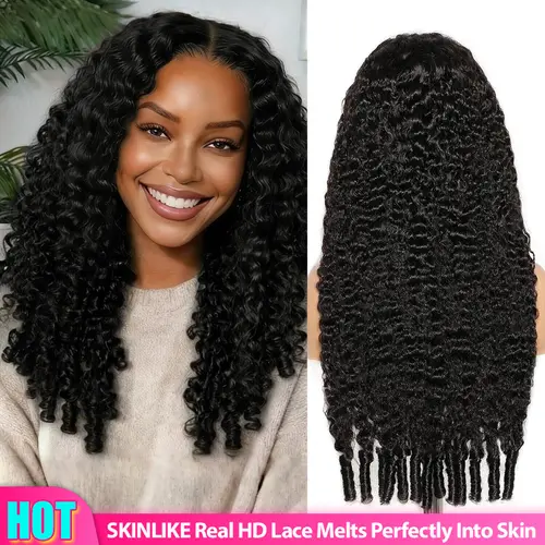 【Hot Sale】Lemoda 200% Density Full 13x6 SKINLIKE Real HD Lace Frontal Burmese Curly Virgin Human Hair Wigs Invisible 0.1mm Ultra-thin Frayed Ends Lace Front Wig Pre Plucked Tiny Knots