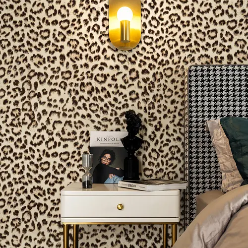 Leopard Print Peel and Stick Wallpaper, Waterproof Removable Self Adhesive Textured Wall Paper, Yellow Unique Funky Cheetah Contact Paper for Bedroom and Bathroom 480"X17.3"(57.6 sq. ft)