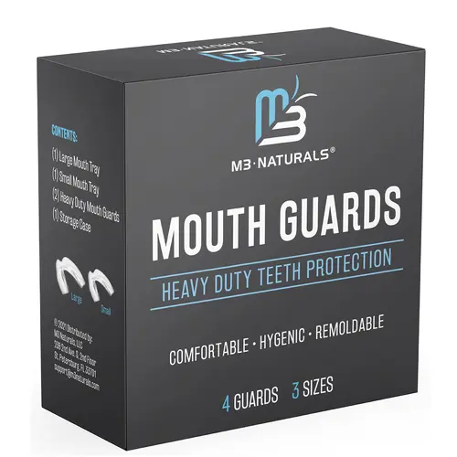 Mouth Guard for Grinding & Clenching Teeth - Dental Guards for Adults Oral Care - 4 Athletic Sports Removable Mouthpiece by M3 Naturals