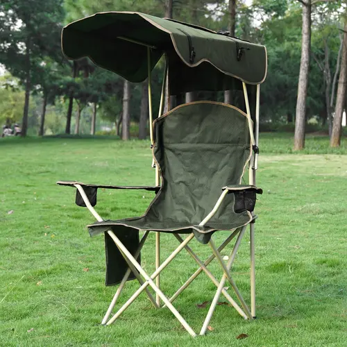 【SummerVibes】New Upgrade Wide lawn chair, Uhair camping chair with foldable sunshade, suitable for beach camping, foldable outdoor fishing/sports | Comes with two cup holders and storage bag