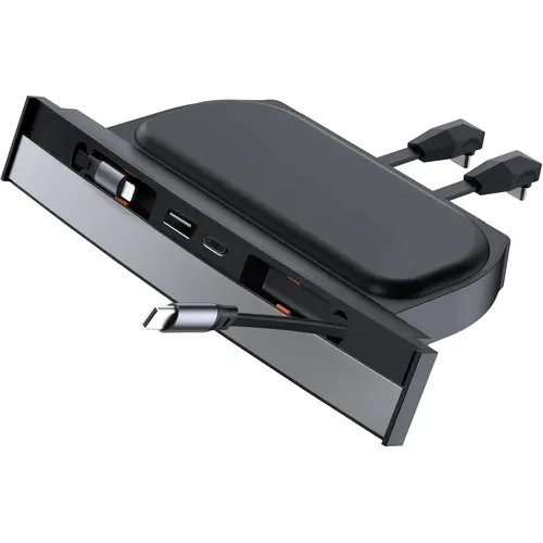 YONZEE  Retractable USB Hub for Tesla Accessories Multi-Port Model 3/Y Concealed Docking Station with Dustproof Sliding Cover and Quick Charging Model Y 2021-2026 and Model 3 2021-2026 （Compatible with Juniper and Highland）