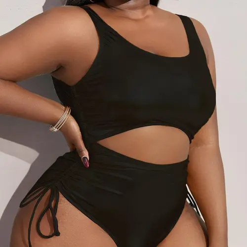Women's Plus Size New Hollow Out Tie String Sexy Bodycon One-Piece Swimsuit, Bathing Suit Swimwear, Perfect for Beach Vacation, All Seasons, Swimsuit Sculpting Cutout, Sculpt Shaping Swimsuit