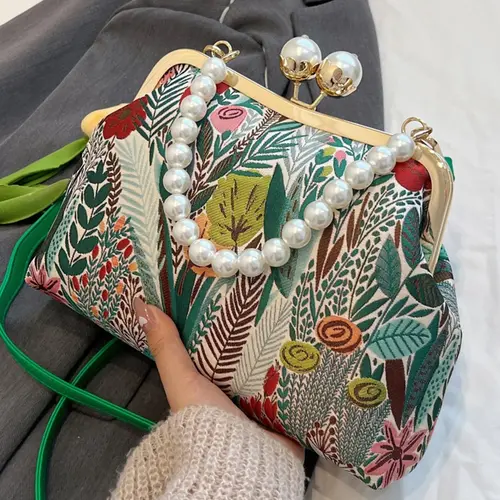 Women's Elegant Floral & Leaf Print Crossbody Bag, Colorblock Shoulder Bag for Daily Use, Casual Versatile Daily Commuting Bag, Casual Fashion Bag