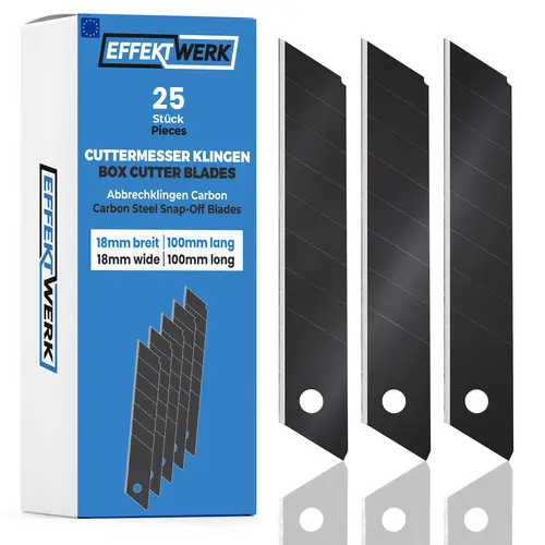 Effektwerk Carbon Steel Snap-Off Replacement Blades for Cutting All-Purpose Knives, Robust Office Cutting Supplies, Office Gadgets, Snap-Off Blades
