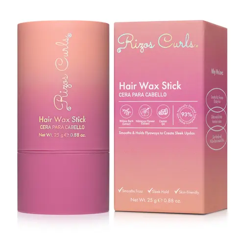 Rizos Curls Hair Wax Stick - Slick & Flawless Hair Care Formula with Willow Bark Extract & Castor Oil - Travel-Friendly Size for On-The-Go Touch-Ups - 25g