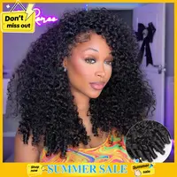 [3 in 1 Half Wig] STERLY 180% Density Burmese Curly Half Wig Human Hair Wig Afro Kinky Curly Wig for Women Wear Go Glueless Wigs Seamless Flip Headband Wig Beginner Friendly Wig Natural Drawstring Band Clip in Wig #tiktokshopsummersale