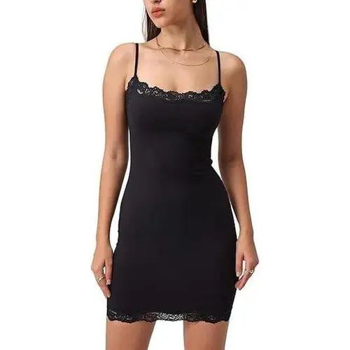 Starrylion Sexy Lace Mini Dress Padded Bodycon Spaghetti Strap Party Club Dress campingessentials
