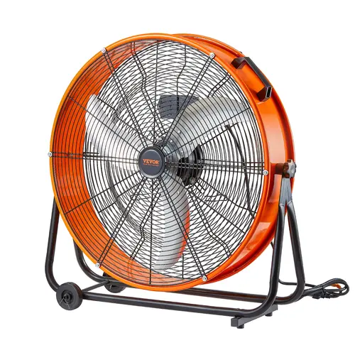 【Summerfinds】VEVOR Drum Fan 24 Inch High Velocity Industrial Shop FanHeavy Duty Commercial Use 3-Speed 8600CFM360°Adjustable Tilting Industrial Floor Fan for Warehouse,Workshop,FactoryBasement, Standing Fan, Adjustable Fans