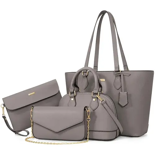 BAGSURE Women's 4PCS Purses Set - Synthetic Leather Fashion Tote Bags(Largest bag: 10.5 x 13 inches), Crossbody Bag & Wallet Combo, Durable Organizer, Womens Gifts, Accessories for Women, Gifts For Women