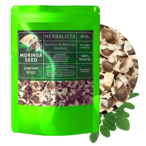Premium PKM1 Moringa Oleifera Seeds, 3.5oz (100g) Approx. 350+ Natural Seeds Herbs, Non-GMO for Clean Choice, Wildcrafted Drumstick Tree (Malunggay) for Snacking & Planting