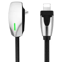 YONZEE Right-Angle Car Charging Cable, 60W Fast Charging USB-C to USB-C 6ft & USB-C to Lightning 3ft, Braided Cable for iPhone, iPad, Tesla Model 3/Y/S/X, Led, Shell