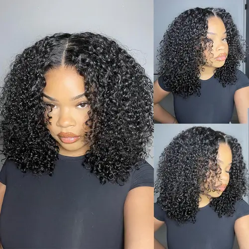 【18”Only $87.99】BANGJAZZ Short Kinky Curly Ready to Wear Glueless Wigs Pre Cut Lace Bleached Konts Closure Wigs Human Hair Wig 200% Density Lace Front Wigs Pre Plucked For Women #SummerVibes