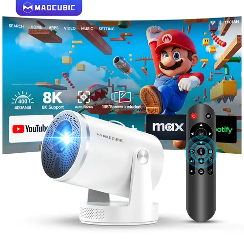 Magcubic HY320Pro Projector Auto Focus Native 1080P Google Assistant 8K Decode 400ANSI Android 14.0 Dual WiFi6 BT5.4 Auto Keystone Wireless 180° Flexible Rotating Portable Smart Home Cinema Movie Night Gift Projectors For Bedroom #SohoChic