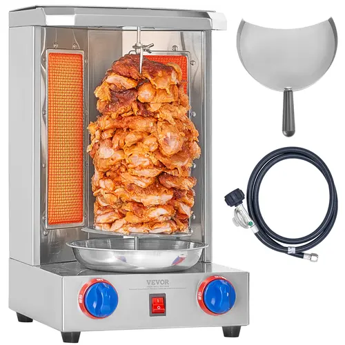 【summerfinds】VEVOR Shawarma Grill Machine, 13 lbs Capacity, Chicken Shawarma Cooker Machine with 2 Burners, Gas Vertical Broiler Gyro Rotisserie Oven Doner Kebab Machine, for Home Restaurant Kitchen Parties