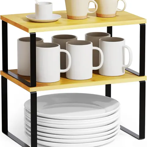 2 Pack Stackable Kitchen Cabinet Organizers Short