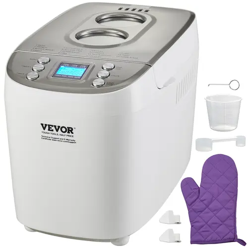 【toolupgrade】VEVOR Bread Maker, 15-in-1 3LB Dough Machine, Nonstick Ceramic Pan Automatic Breadmaker with Gluten Free Setting, Whole Wheat Bread Making, Digital, Programmable, 3 Loaf Sizes, 3 Crust Colors, White,home essentials