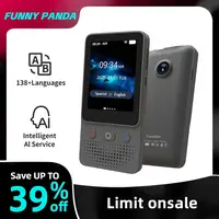 FunnyPanda AI Language Touchscreen Translator Device 138+ Languages Real-Time Voice Photo Translation Offline Mode Touchscreen Tech Gadgets Rechargeable Mic Language Learners for Voice Dialogue Translation for Travel, Meetings, Immigration, Study Abroad D