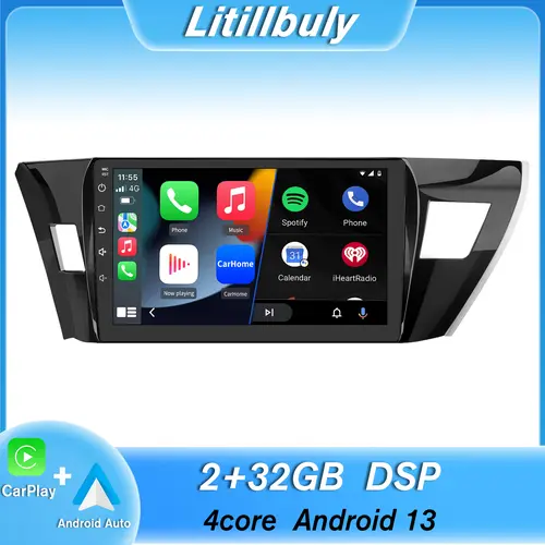 Car Stereo for Toyota Corolla 2014-2016 touch screen has Android Auto Wireless Carplay, Bluetooth WIFI supports GPS Navigation