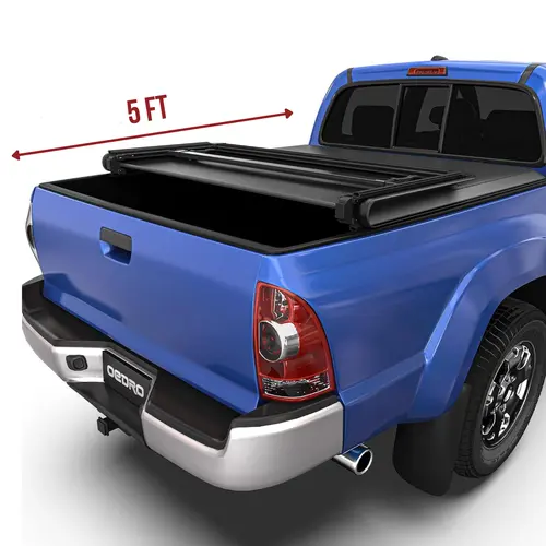 [Fits 2005-2015 Toyota Tacoma] 5 Ft Soft Tri-fold Truck Tonneau Cover, Fleetside with Track Rail System