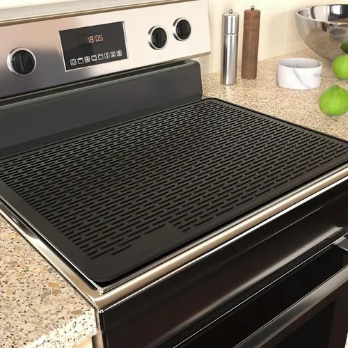 Extra Large Silicone Electric Stove Top Cover Mat - Non-Slip, Heat-Resistant Glass Cooktop Protector, Kitchenware, Tableware, Coasters, Indoor Use, Fits Many Stove Top Types, Flat RV Range Accessory, Multi-Use Dish Drying Mat