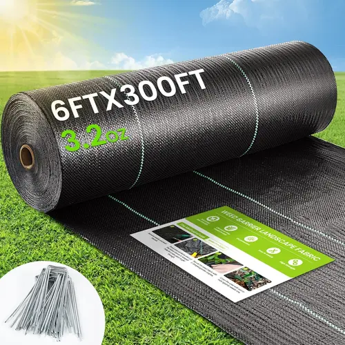 Heavy Duty Weed Barrier Landscape Fabric - 3.2oz Premium UV-Protected Outdoor Ground Cover with Quick Cut Lines for Gardeners, Raised Beds, Gravel Driveways, Pathways