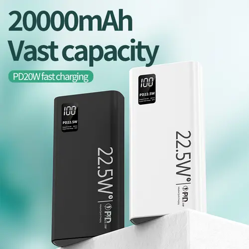 20000mAh Portable Charger, 22.5W Fast Charge Mobile Accessories with PD 3.0+QC 4.0, LED Display, Slim Design, Chargeable EDC Gear Everyday Carry for Phones, iPads, Magnetic Wireless Smartphones