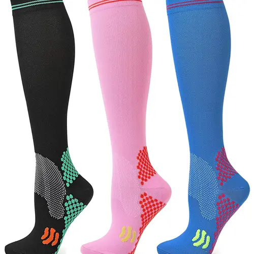 3 Pairs Compression Socks, Breathable Sport Socks for Running Jogging Cycling, Athletic Socks for Men & Women