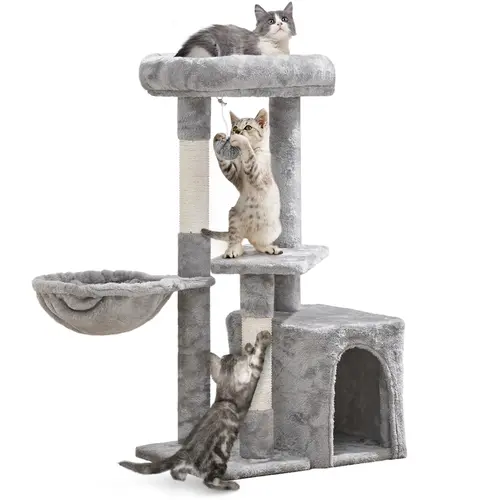 Yaheetech 34.5in Multi-Level Cat Tree - Vertical Scratcher, Kitten Condo, Indoor Activity Center with Scratching Post, Bed & Basket Furniture