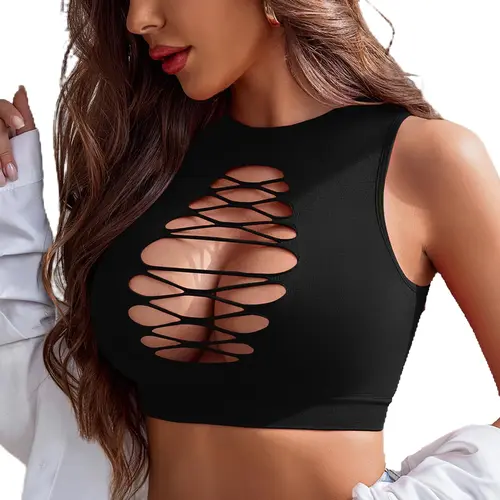 Avidlove Women's Fishnet Top Hot Cut Out Crop Short Hollow Out Cropped Tank Top(S M L) SpringStatements Fit Sleeveless Casual Corset