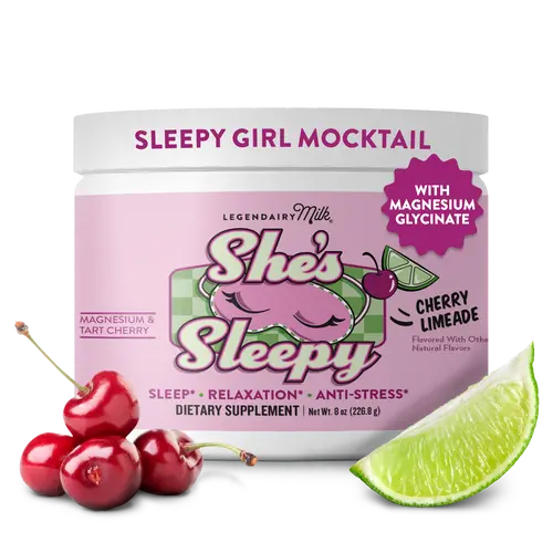 She’s Sleepy - Sleepy Girl Mocktail Powder - Legendairy Milk - Melatonin-Free Sleep Aid - Sugar-Free - Cherry Limeade - Beverage, Drink Mix destress