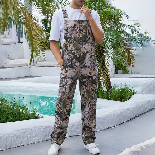 Yuanbang Stretchy Men's Camo Overalls Halloween Denim Camouflage Romper Fall Hunting Bib Turkey Season Gear Outdoor Workwear Fashion Pattern Coveralls Y2k Menswear Outfits Country Stuff Clothes Adjustable Straps Jumpsuit Winter Casual Pant Christmas Gifts
