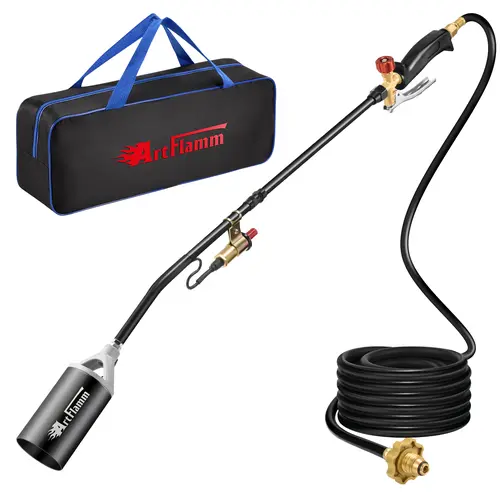 【toolupgrade】【DealsForYouDays】Portable Propane Torch Weed Burner Kit with Storage Bag, High Output BTUs Weed Torch with 10 FT Hose, Self Igniter Weed Flame Torch for Campfires,Roofing,Melting Snow and Ice,Road Marking #toolupgrade