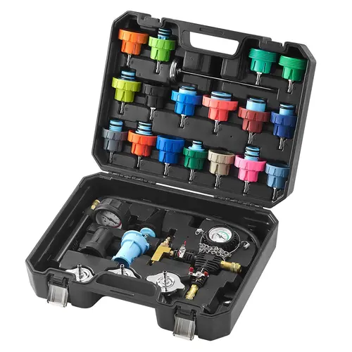 【toolupgrade】VEVOR 47pc Universal Fit Car Cooling System Repair Kit - 2-in-1 0-35 psi Leak Detection & Vacuum Refill Car Tool with 2-in-1 Convenience, 3 Metal Adapters, Aluminum Filler for Leak Test, Coolant Check Mechanics