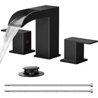 FORIOUS Bathroom Faucets, Waterfall Bathroom Faucet 3 Hole, 8 Inch Widespread Bathroom Sink Faucet with Metal Pop-up Drain and Hose, for Sink Vanity,home essentials homedecor