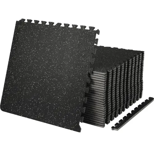 【fathersdaygift】VEVOR 25 PCS 1/2 inch Thick Gym Floor Mats, Summervibes, 24" x 24" EVA Foam & Rubber Top Interlocking Workout Floor Mats with 100 sq.ft Coverage, Waterproof Exercise Puzzle Flooring for Gym, Home, Garage, Basement, Flooring Tiles, Durable