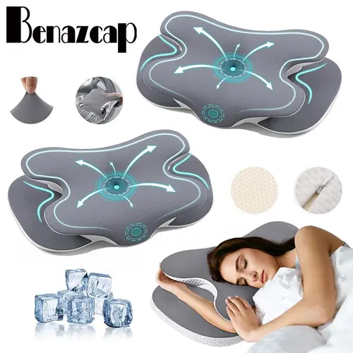 Benazcap 65cm Long Cooling Butterfly Neck Pillow, Ergonomic Ice Cold Memory Foam Neck Support, Soft Breathable Summer Vibe Pillow, Hotel-Grade Bedding, Perfect Gift for Parents