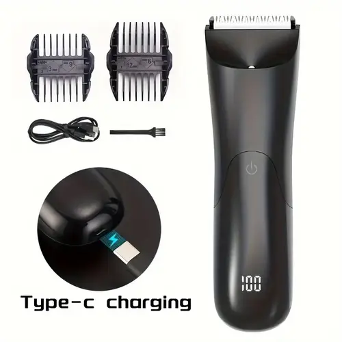 TekDeals Men's Manscaping Groin & Body Trimmer - Waterproof Shaver with Ceramic Blade, Precision Grooming, Adjustable Guards, USB-Rechargeable Battery, Lightweight, Cleaning Brush, Batteries for Smooth Safe Shaves