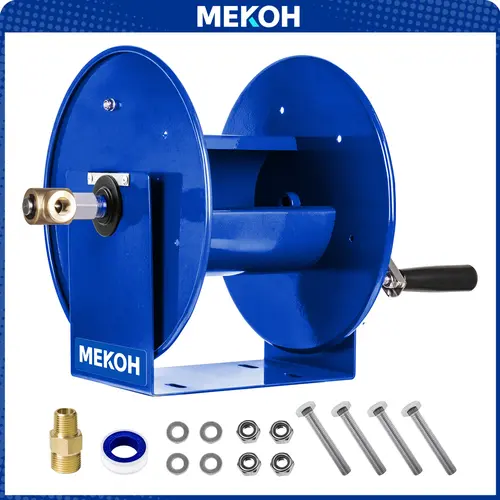 Manual Heavy Duty 4500PSI Pressure Washer Hose Reel (100FT Capacity, 3/8” Size) – Fits 1/4” Hose with M22 Fitting, Wall Mount, Trailer/Van Mount, Adjustable Tension Control, Full Flow Swivel, for Home, Workshop Use toolupgrade