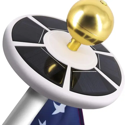 Tidy Monster LED Solar Flag Pole Light - Outdoor Lighting with Solar Panels, 18650 Rechargeable Battery, 2 Adjustable Brightness Modes, Night Lighting for In-Ground Flag Poles