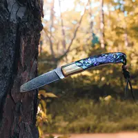 JoyRaining-Shine/Connection Handmade Damascus Pocket Knife - Stunning Natural Abalone Shell/Wooden Handle, Folding Knife with Polished Copper Bolster - Non-Locking Slip Joint Gentleman's Tool - Elegant Gift for Women/Elder tiktokshopbacktoschool