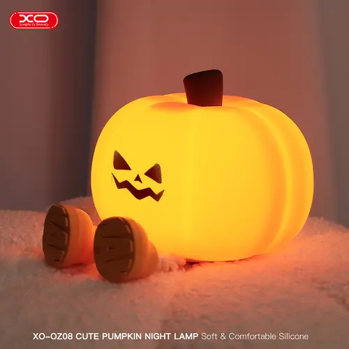 Halloween Pumpkin LED Lantern - 3-Level Dimmable Silicone Rechargeable Touch Lamp, Home Decor Ornament, LED Mood Light, Halloween Things, Unique Room Decor, Kids' Nursery Bedside Light