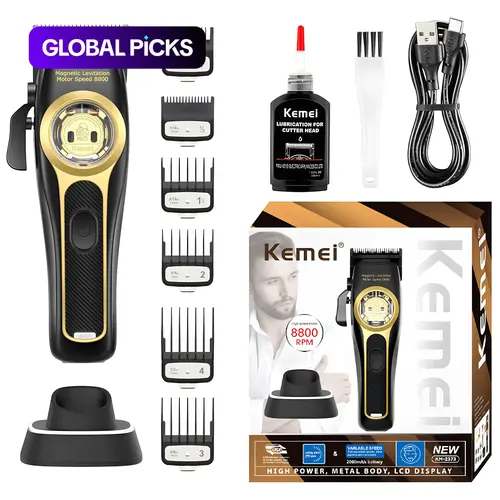 Electric Hair Clipper, Cordless Hair Clipper, Barber Hair Clippers, 1 Box Rechargeable Hair Trimmer with Charging Cable & Base, Professional Hair Trimmer for Men, Cordless Hair Cutting, Wireless Haircut Tool #GLOBAL PICKS