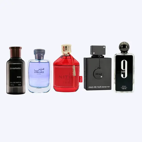 Mega Combo Set Armaf CDN Intense EDT 3.6fl.oz, Afnan 9PM EDP 3.4fl.oz, Hawas Rasasi EDP 3.04fl.oz, Bharara King 3.4fl.oz & Dumont Nitro Red 3.4fl.oz