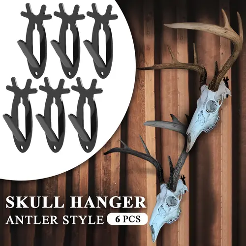 CROSSDESIGN 3/4/5/6Pcs Novelty European Skull Antler-Style Wall Mounted Hook Bracket, Home Organizer for Living Rooms, Room & House Decor Storage Hanger for Bedroom, Room Decor