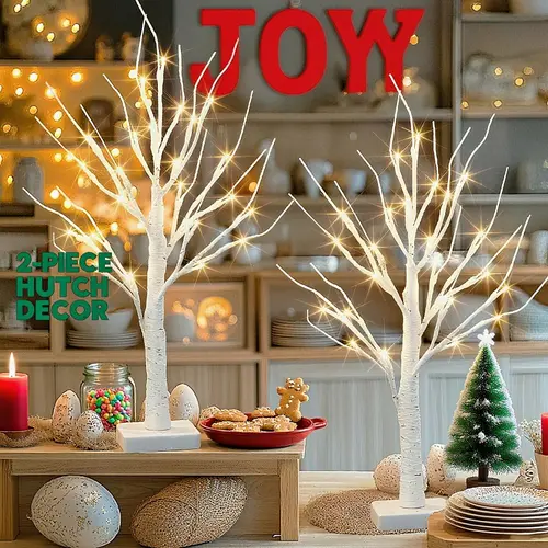 HOODINK 2PCS 2FT 24-LED Birch Tree Twinkle Lights - Indoor Outdoor Patio Decoration, Party Light, Room Decoration Ornaments for Home Ambience, Led Lights, Party Lights, Mood Lighting