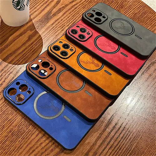 HISTORYOO Deer & Elk Pattern MagSafe Magnetic PU Leather Phone Case for iPhone 17/16/15 Pro Max/Plus/Air,14 Pro Max,13/12/11 – Luxury Slim,Shockproof Bumper,Anti-Scratch,Soft Camera Protection for Wireless Smartphone Handheld Cellphone Devices, Casing