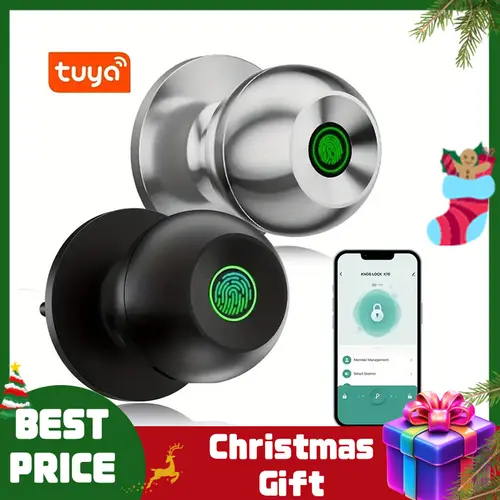 [Deals for You Days] Fingerprint Door Knob,Smart Lock,1 Count Smart Door Knob with APP,Biometric Lock Great for Bedroom,Garage,Apartment,door traps FathersDayGift toolupgrade, Digital Lock, Electronic Door Lock