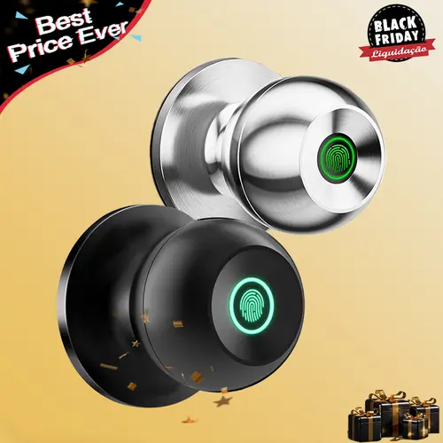 [Deals for You Days] EUERTE Fingerprint Door Knob Biometric Smart Lock with APP Control 3-In-1 Fingerprint Unlock 5s Auto-Lock Rechargeable Battery Easy Installation for Bedroom Garage Apartment  FathersDayGift toolupgrade, Biometric Door Knobs, 35-54Mm,